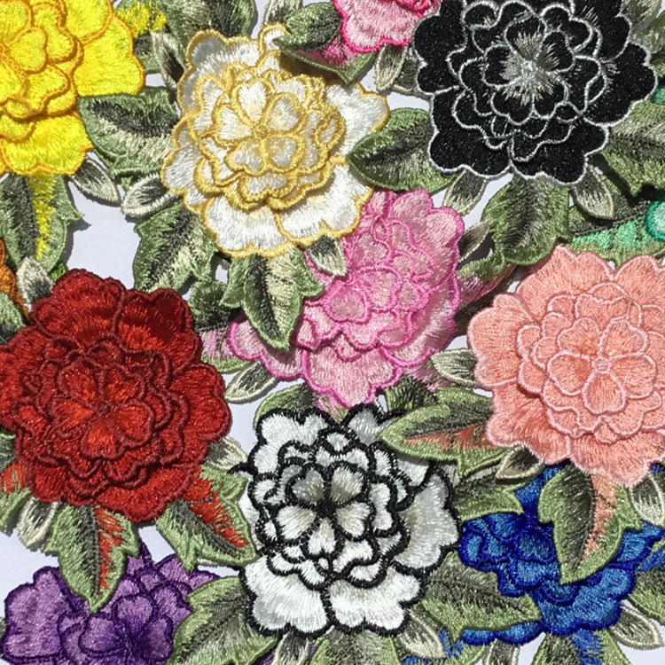 New Multi-Color Water-Soluble Three-Dimensional Flower Computer Embroidered Cloth Patch Clothing Decoration Accessories Cloth Patch Sewing Can Be Customized details Picture