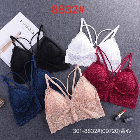 Underwire summer thin lace pull-up bottom halter vest sexy back bra thumbnail