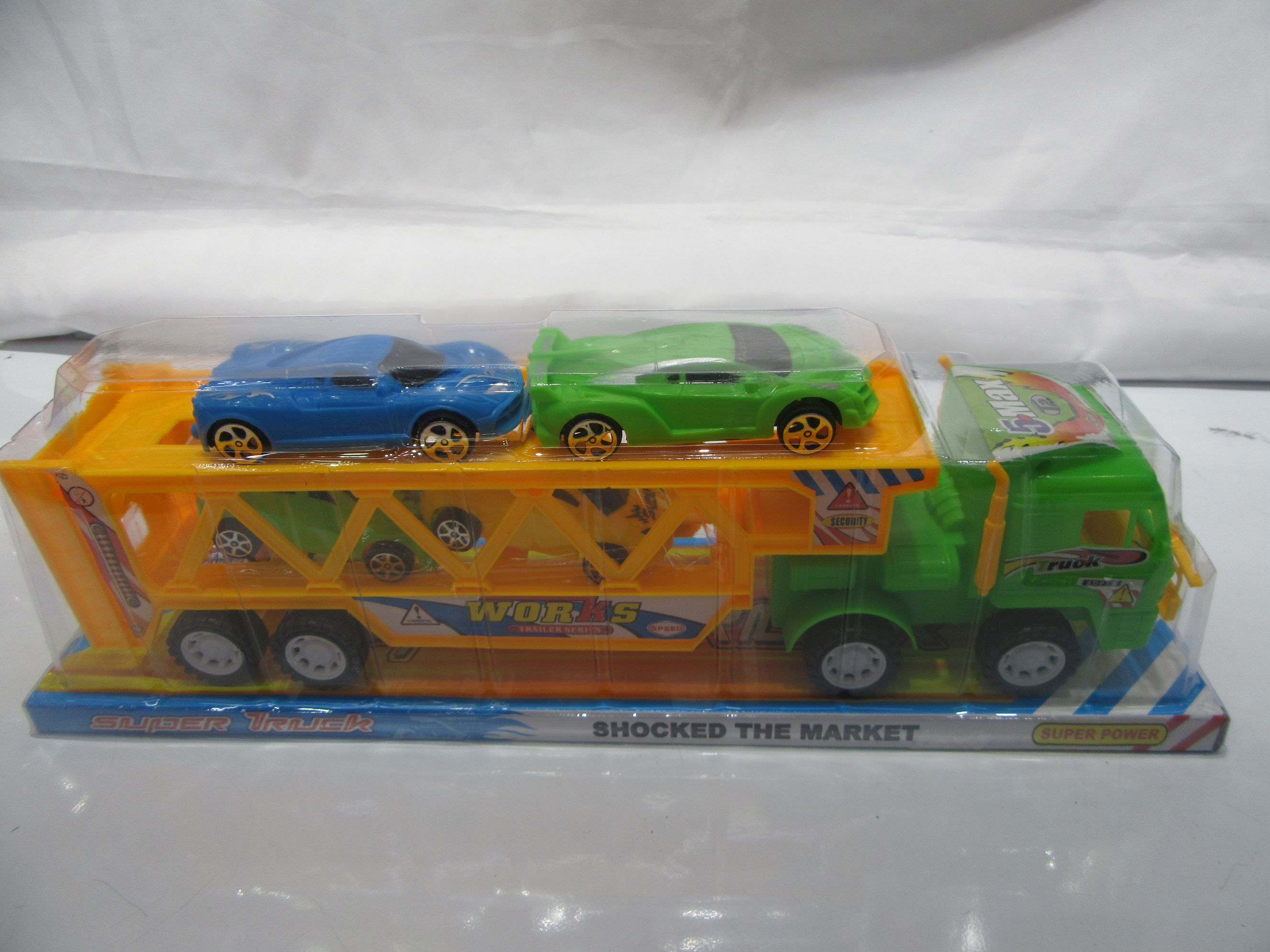 Children's Toy P cover tractor double deck transporter +2 scooter +2 scooter large sports car toy car set thumbnail