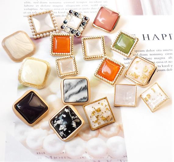 Upscale square button fashion jacket skirt small fragrance wind suit shirt cardigan decorative button