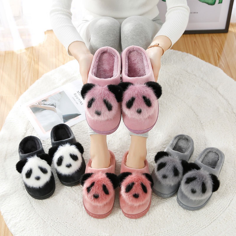 冬季棉拖鞋女室内居家卡通可爱韩版熊猫防滑毛毛拖鞋保暖棉拖图