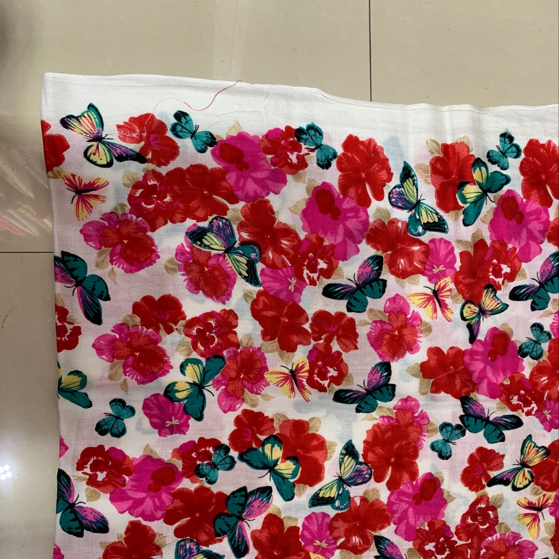 Butterfly and Rose Twill Printed Scarf