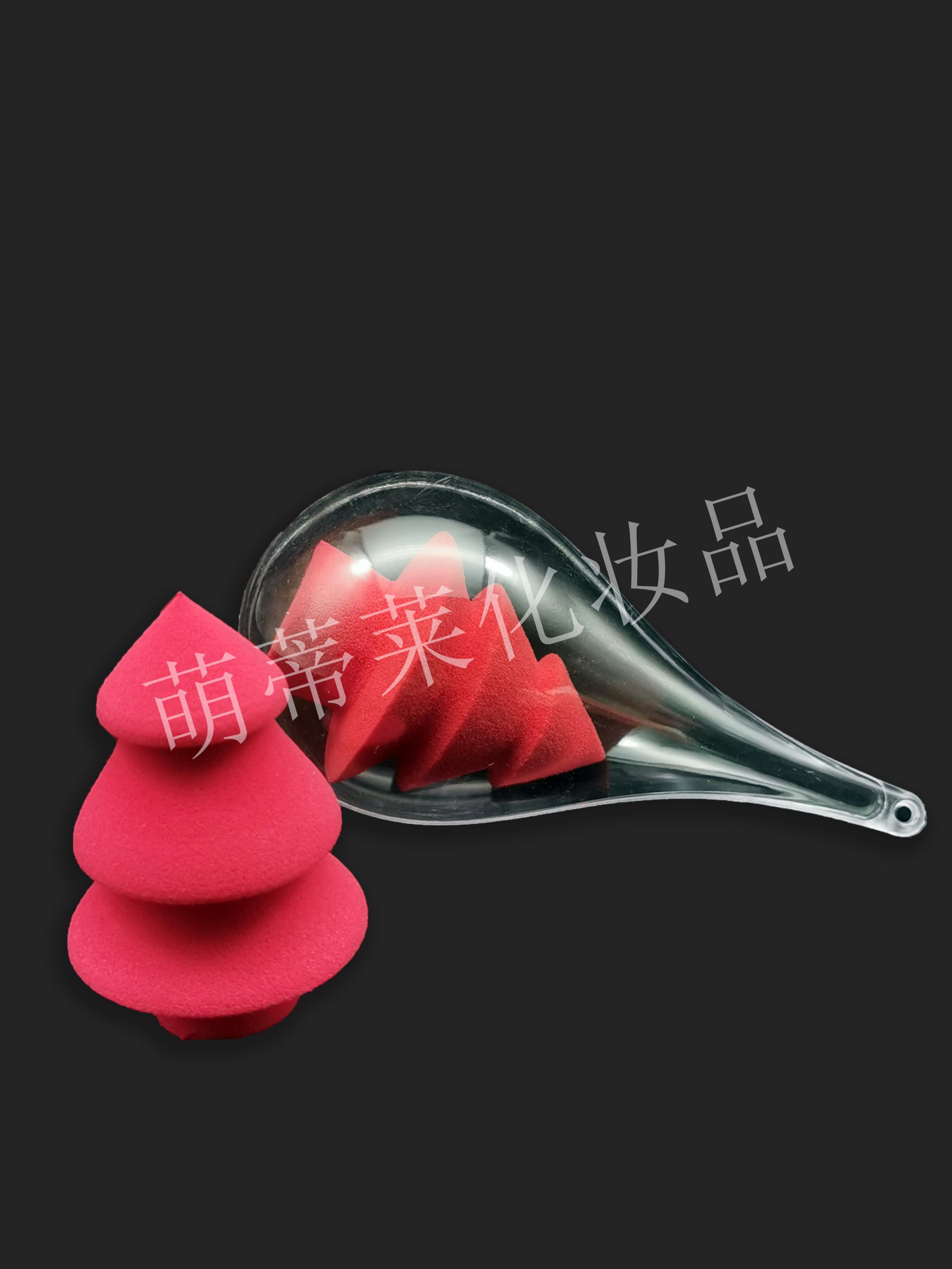 Hydrophilic non-latex Christmas tree-shaped oblique cut powder puff, soaked in water to enlarge, box-packed Christmas tree single-color powder puff