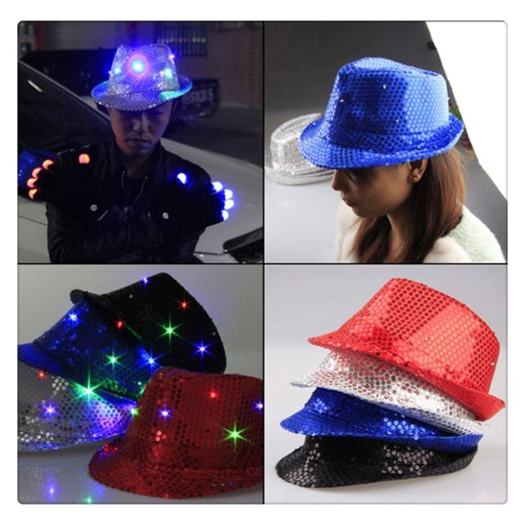 1786闪光帽子 欧美夜场酒吧领舞 LED爵士帽发光帽子酒吧迪吧用品产品图