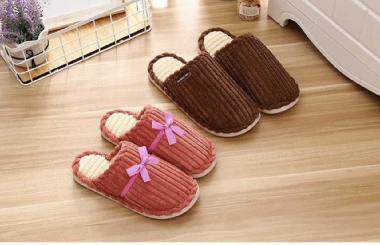 Corduroy couple cotton slippers for indoor warmth, thick-soled anti-slip, wool winter shoes, cotton for men and women undefined