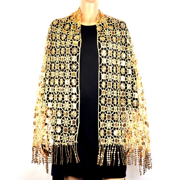 Embroidered shawl long scarf bright piece beaded scarf embroidered shawl long scarf tassel shawl hollow-out long scarf Style Chinese style