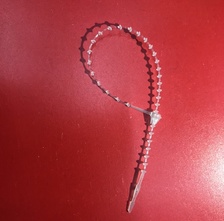 3寸楚宜珠链塑料服装吊牌珠带子母扣 易穿插3英寸透明珠链子母扣