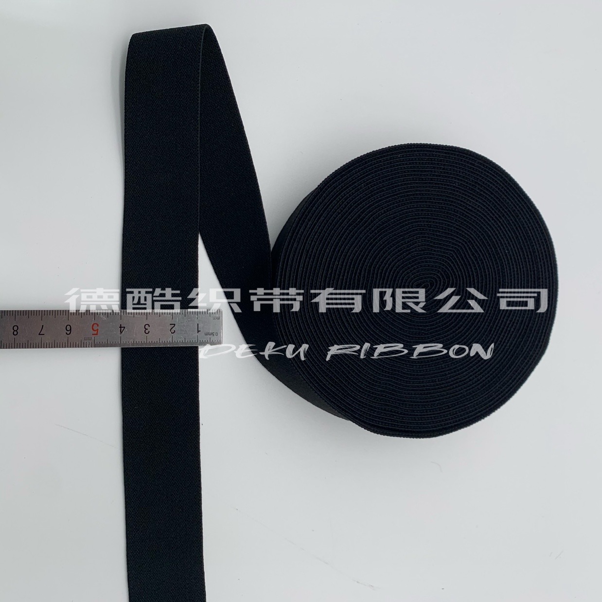 厂家热销 3cm光版黑色仿尼龙松紧带 黑色细节图
