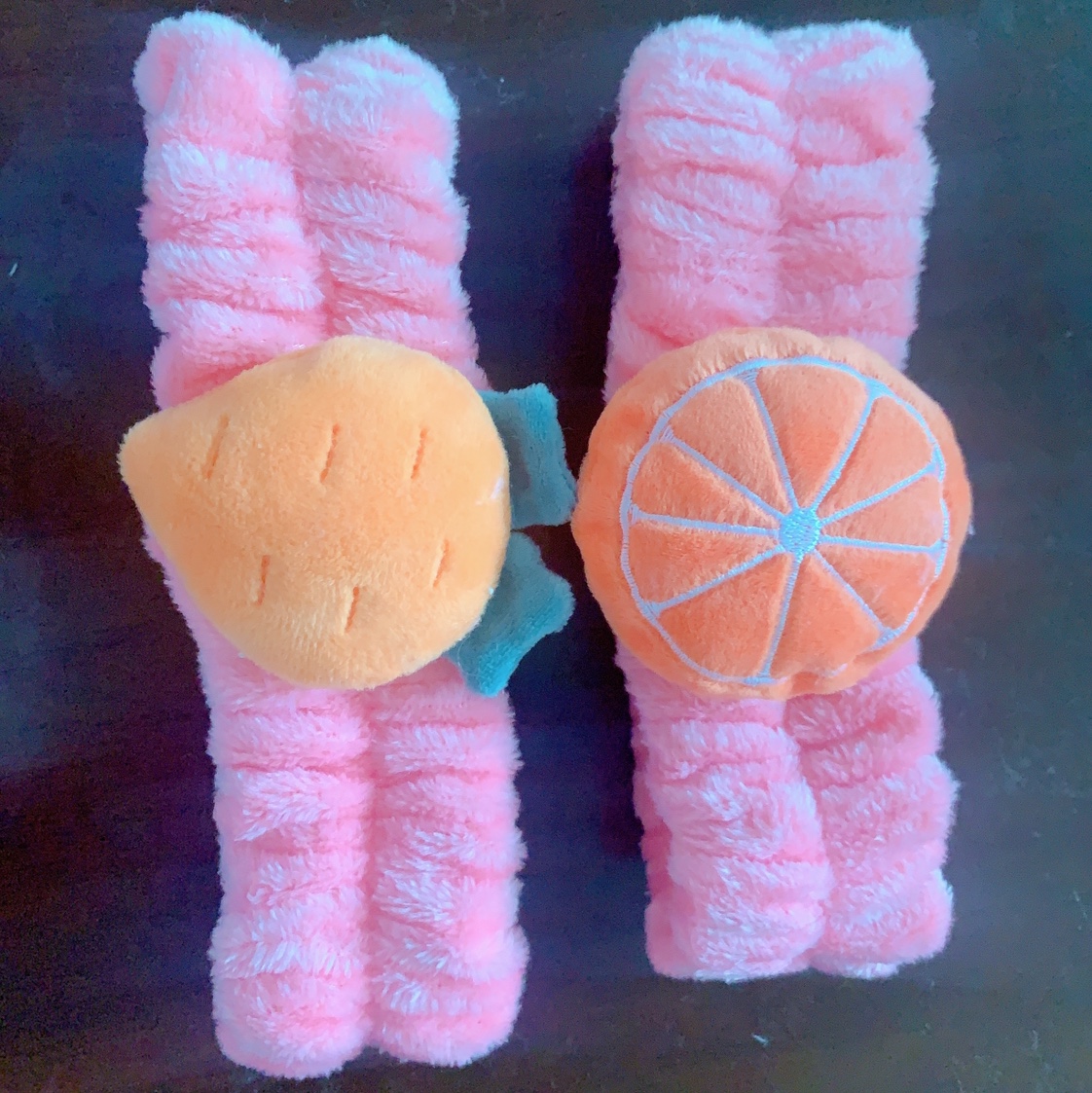 A cute fruity plush hair band for face washing that has become a hit on the Korean Internet