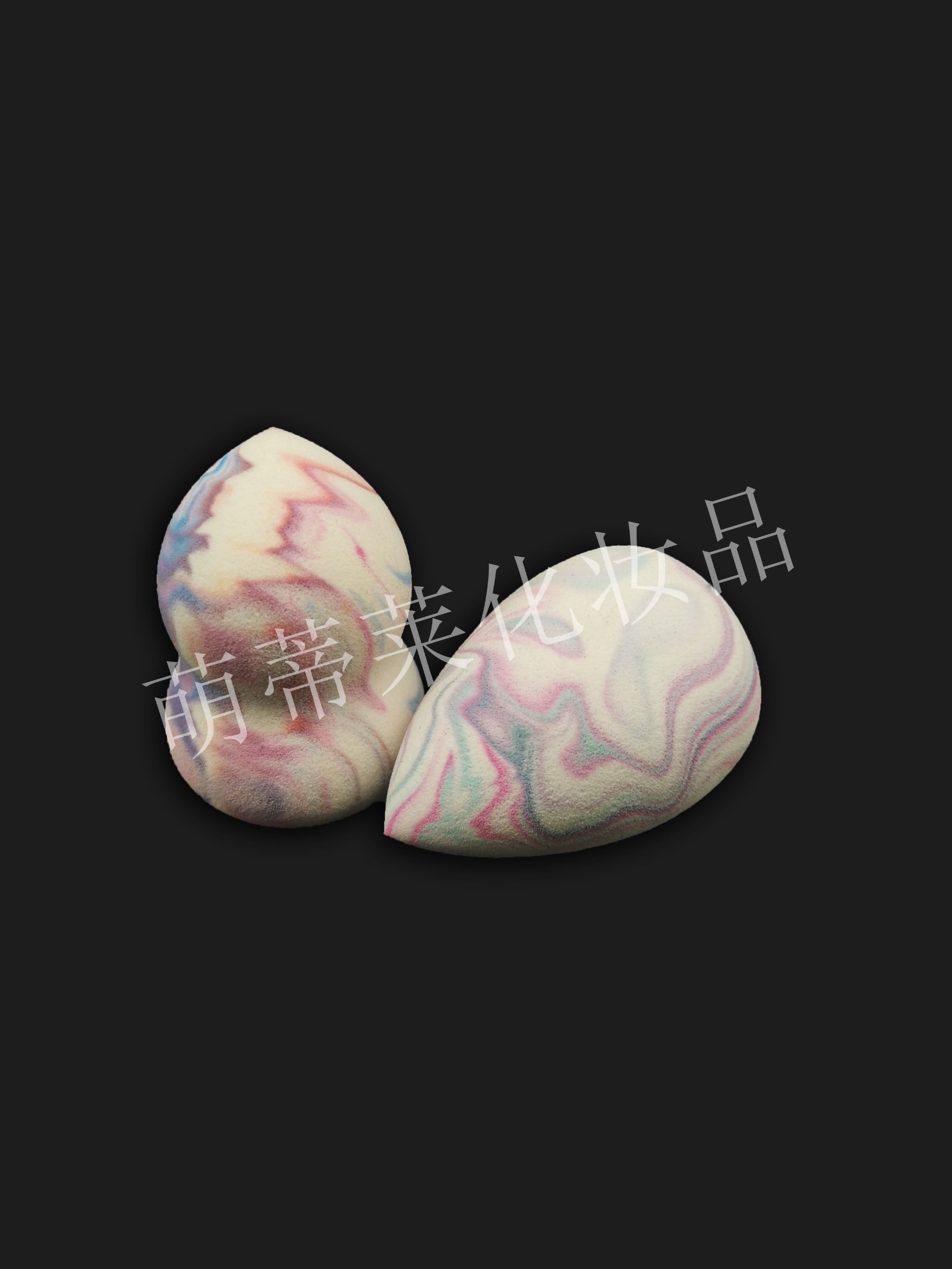 SBR latex mixed color powder puff with five-color patterns, diagonal cut gourd-shaped water drop powder puff, does not grow larger when soaked in water details Picture