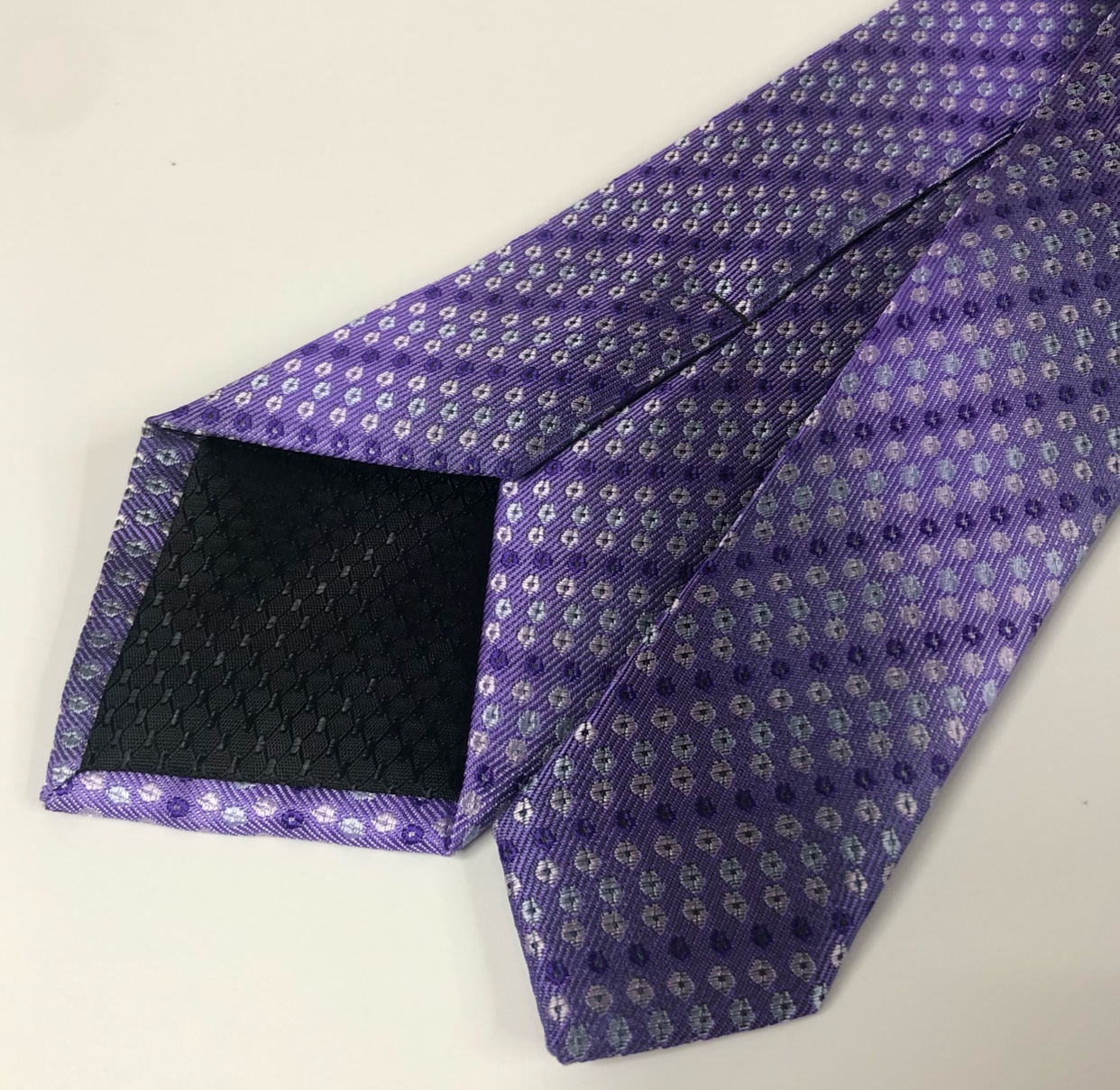 男士领带紫色小碎花涤纶领带编织提花花朵领带工厂详情图4