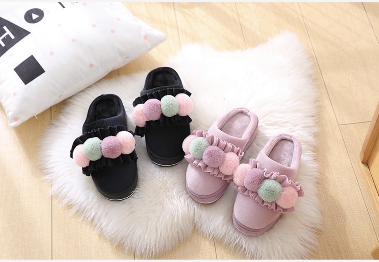 Autumn winter new MAO Qiu women's cotton towing sponge cake waterproof platform outdoor thermal cotton towing plush slippers women Item Picture