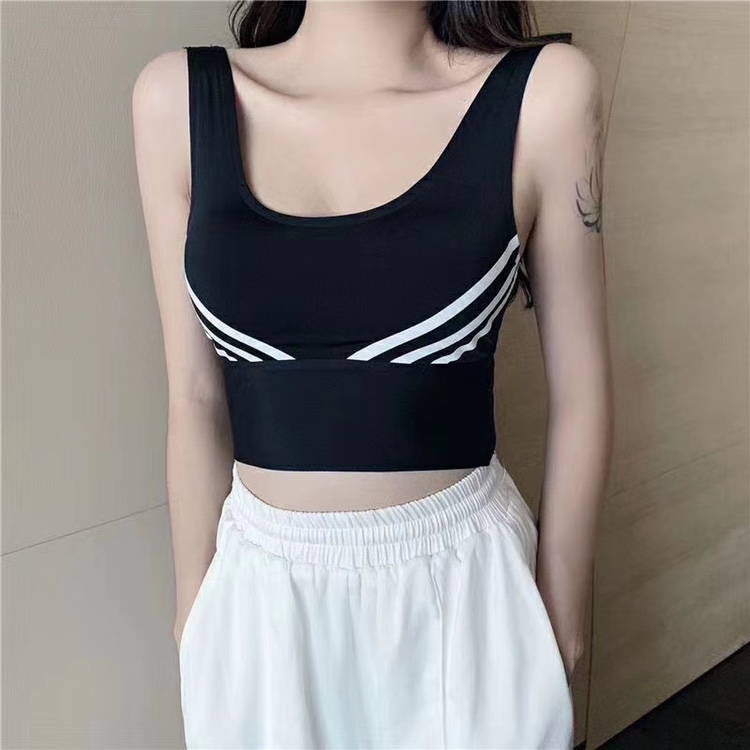 Summer ice silk strapless sports yoga vest, women's underwear, chest wrap, bottom layer, halter top, V-shaped backless belt, chest pad, worn outside details Picture