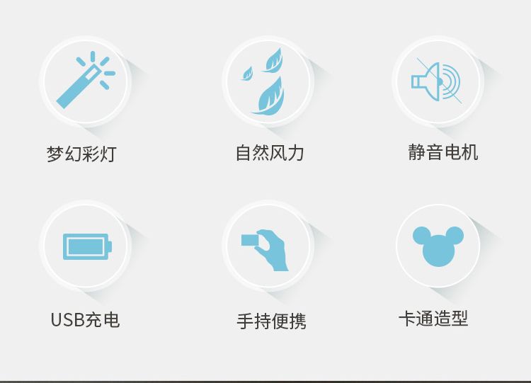 迷你手持小型电风扇静音 USB充电便携式卡通大风力 学生儿童可爱详情图2