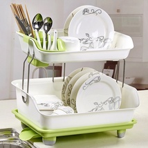 一件代发双层沥水碗架 创意厨房收纳置物架 收纳碗筷晾放排水