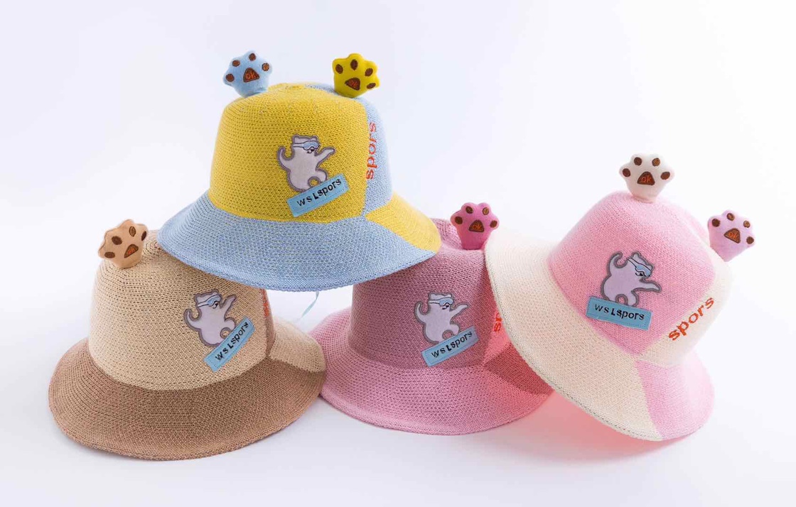 New children's hats for Spring and Summer 2020: Cotton thread knitted hollowed-out sun hats for girls and cartoon Japanese-style basin hats for boys