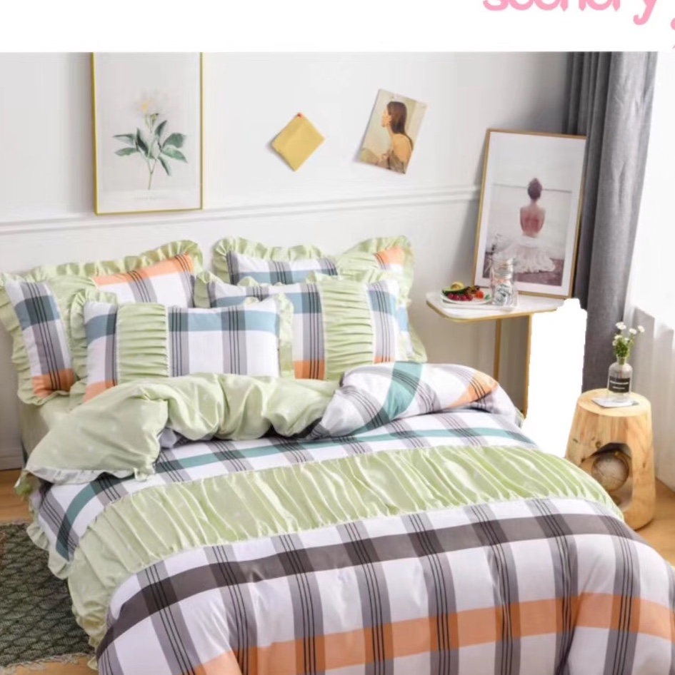 4-piece set of bedding in Korean style, small floral pleated princess version, active brushed texture, street stall economy supermarket, a bestseller for foreign trade! undefined