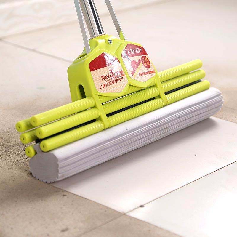 Haotaitai water-absorbing sponge mop, household lazy mop, hand-wash-free rubber cotton mop, extendable rod water-squeezing mop details Picture