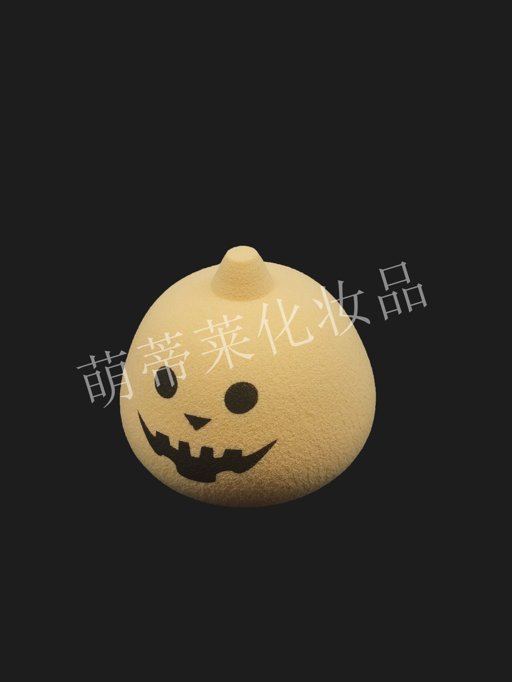 New Powder Puff Halloween Theme Pumpkin Powder Puff Silkscreen Expression Hydrophilic Non-Latex Foam Large Powder Puff details Picture