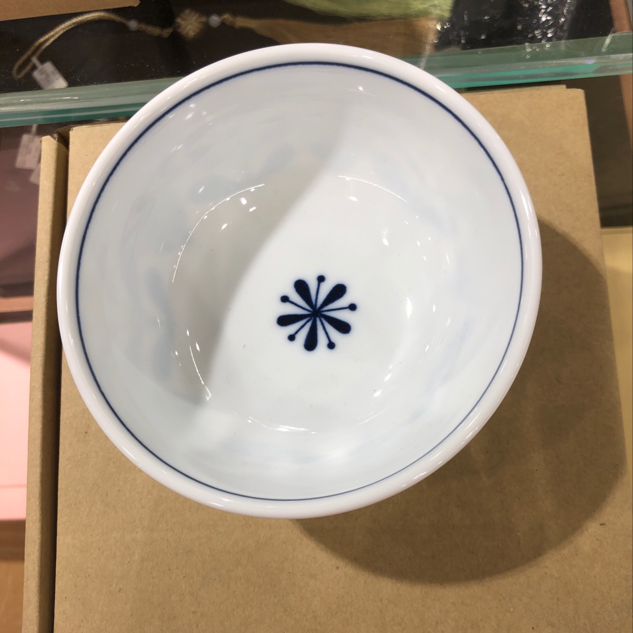 Japanese imported Mino ware Blue Maple Forest UK Rokubei tea bowl details Picture