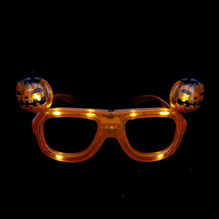 1137万圣节LED发光眼镜 LED南瓜闪光眼镜 发光南瓜头镜框眼镜图