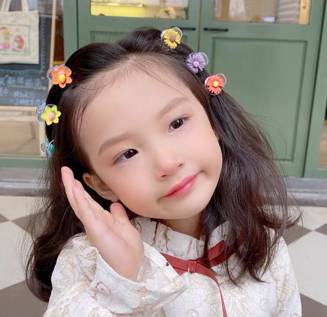 Cartoon Children's Bangs Clip Hanfu Hair Accessories Silk Flowers Gorgeous Beauty Super Good Look All Want To details Picture