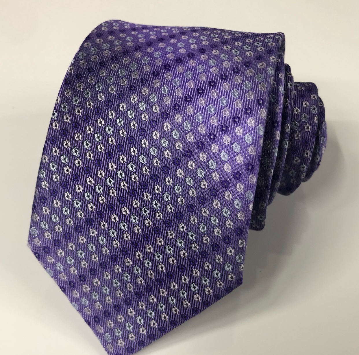 男士领带紫色小碎花涤纶领带编织提花花朵领带工厂详情图1
