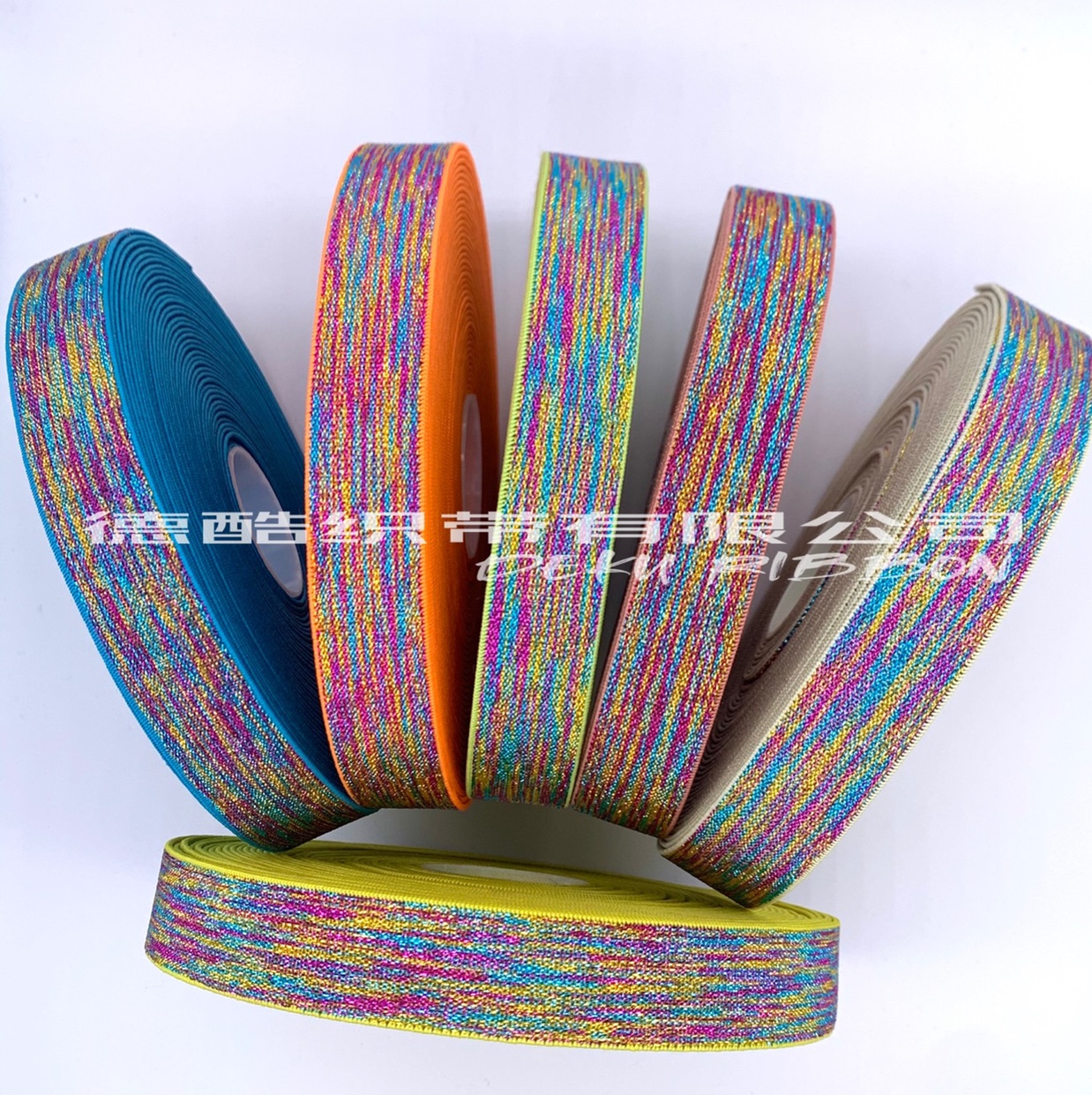 The manufacturer is selling best-selling 2.5cm colored gold thread elastic bands and jacquard elastic bands details Picture