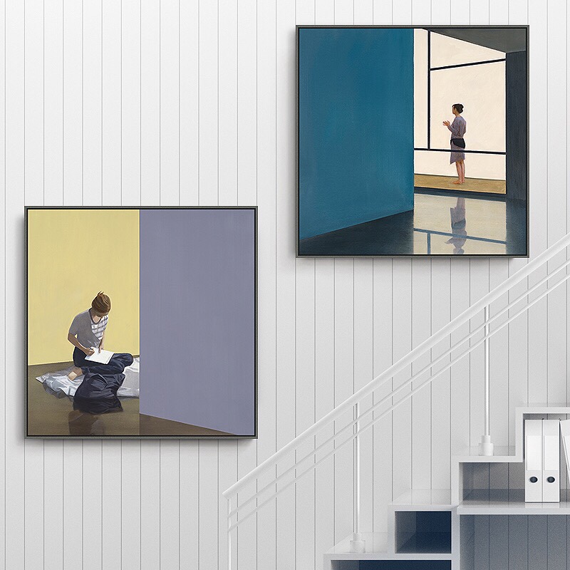 Nordic niche hanging paintings, coffee shop model room decorative paintings, creative color murals, restaurant personalized paintings details Picture