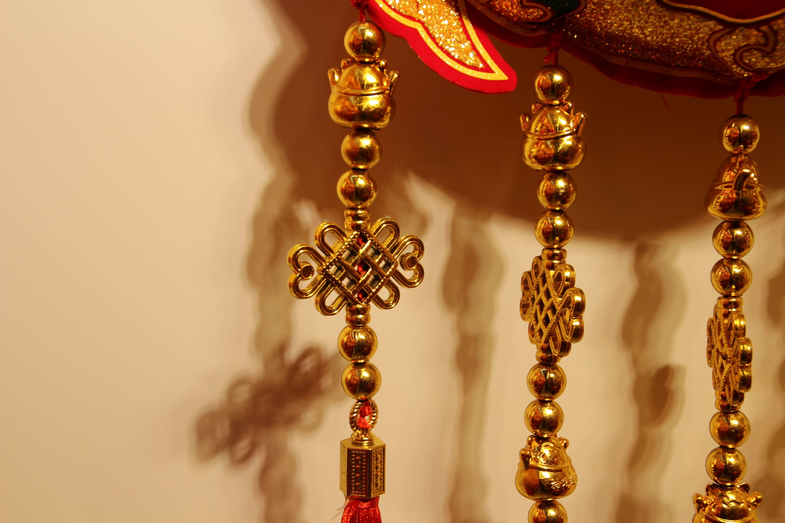 顶然工艺弯鱼六六顺挂金流苏挂灯笼款 年货 挂饰 年年有余装饰细节图