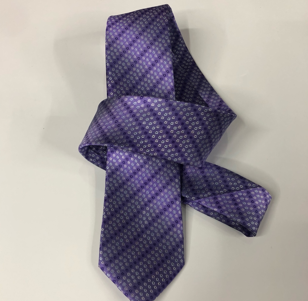 男士领带紫色小碎花涤纶领带编织提花花朵领带工厂详情图6