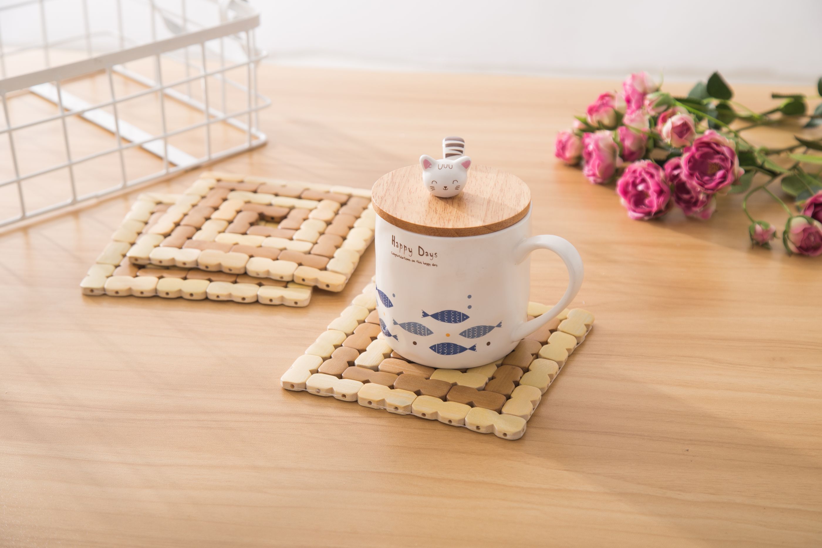 厂家直销方形可定制竹子餐垫批发竹粒垫颗粒垫锅垫咖啡垫杯垫详情图1