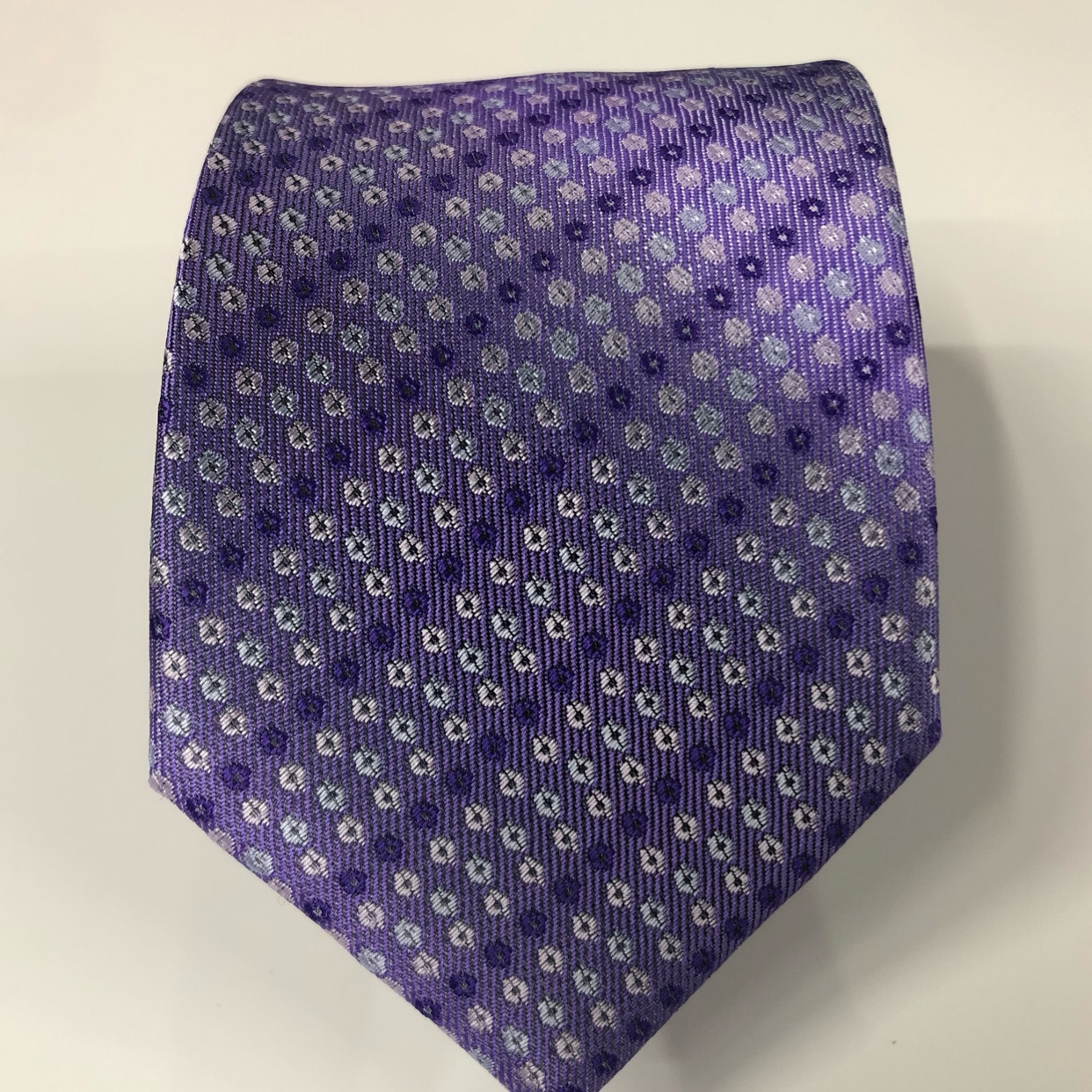 男士领带紫色小碎花涤纶领带编织提花花朵领带工厂详情图5