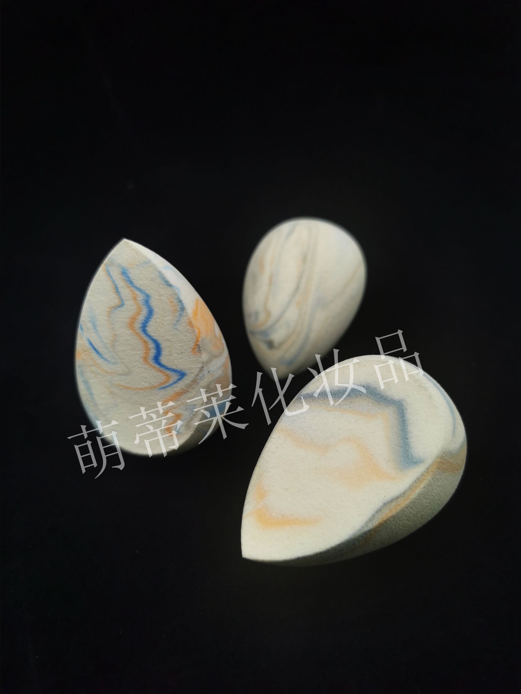 SBR latex mixed color powder puff with five-color patterns, diagonal cut gourd-shaped water drop powder puff, does not grow larger when soaked in water