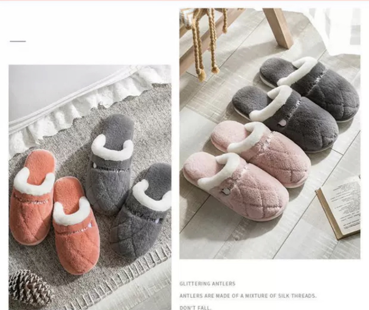 This is a popular winter plush cotton mop for both men and women, suitable for warm home use in the bedroom. It's a cute winter indoor cotton mop details Picture