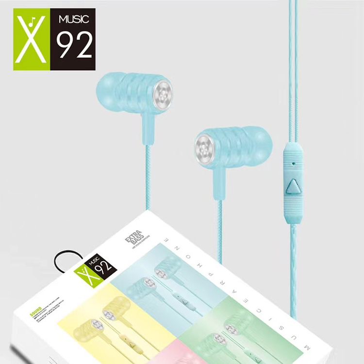 Ya Kirin Macaron Headphone X92 In-ear wired headphone with a cord control band for Microphone calls