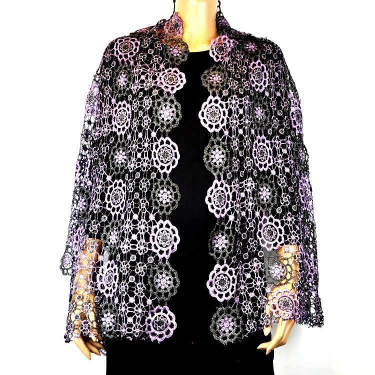 Autumn and winter new monochromatic two-color water-soluble wind embroidery embroidered scarf scarf round plum thumbnail