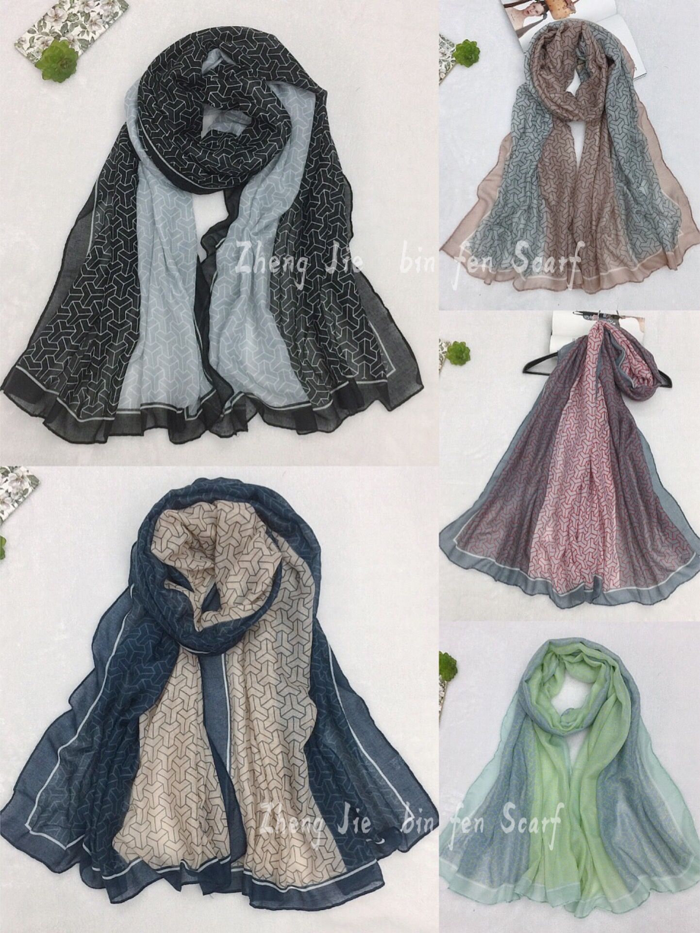 Scarf Two-Tone Letter Scarf Fashion Shawl