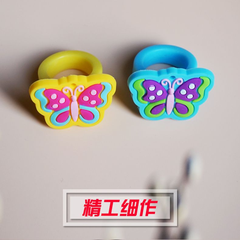Animal butterfly PVC soft rubber ring, cartoon children's ring Specification image