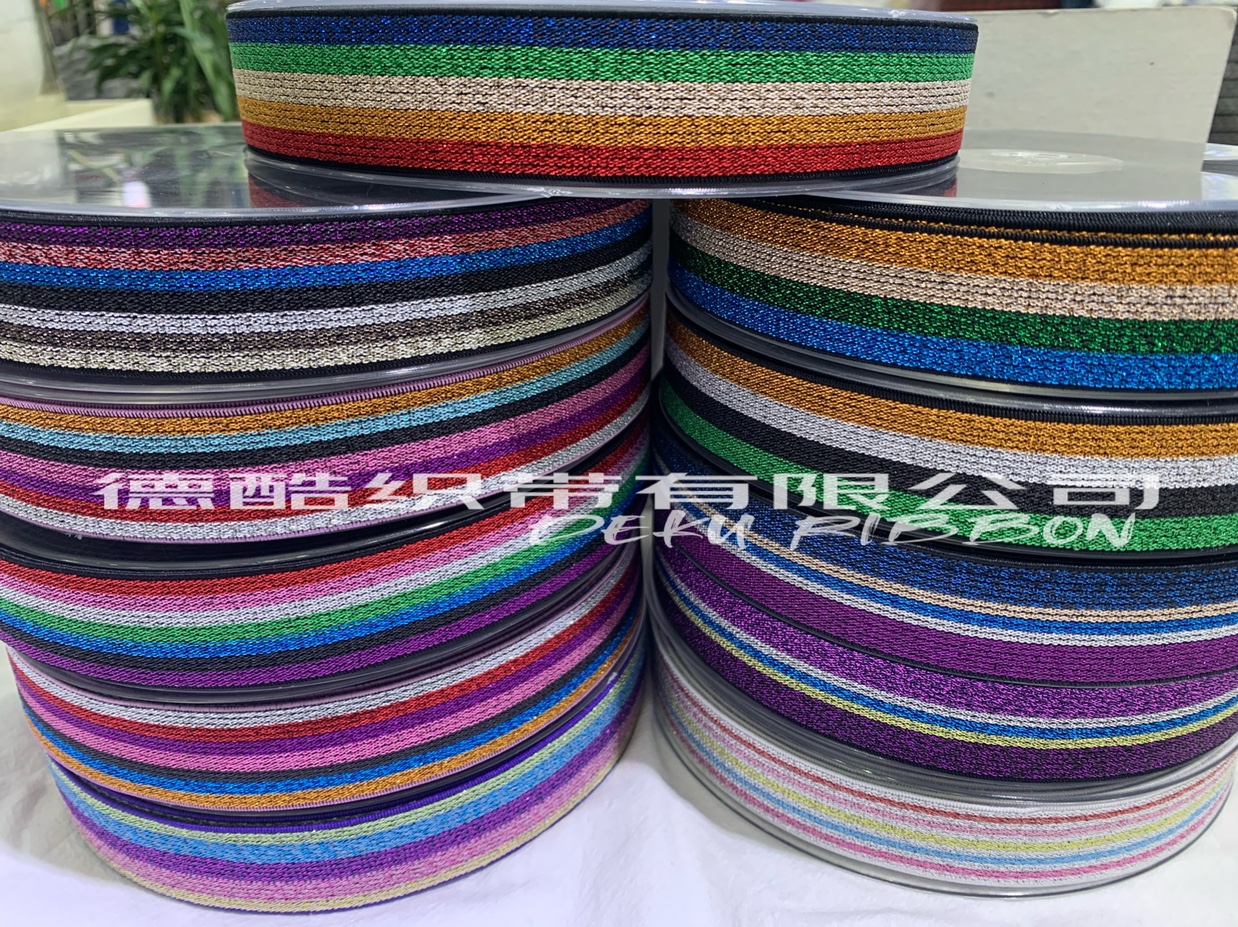 The manufacturer is selling best-selling 2.5cm colored gold thread elastic bands and jacquard elastic bands Specification image