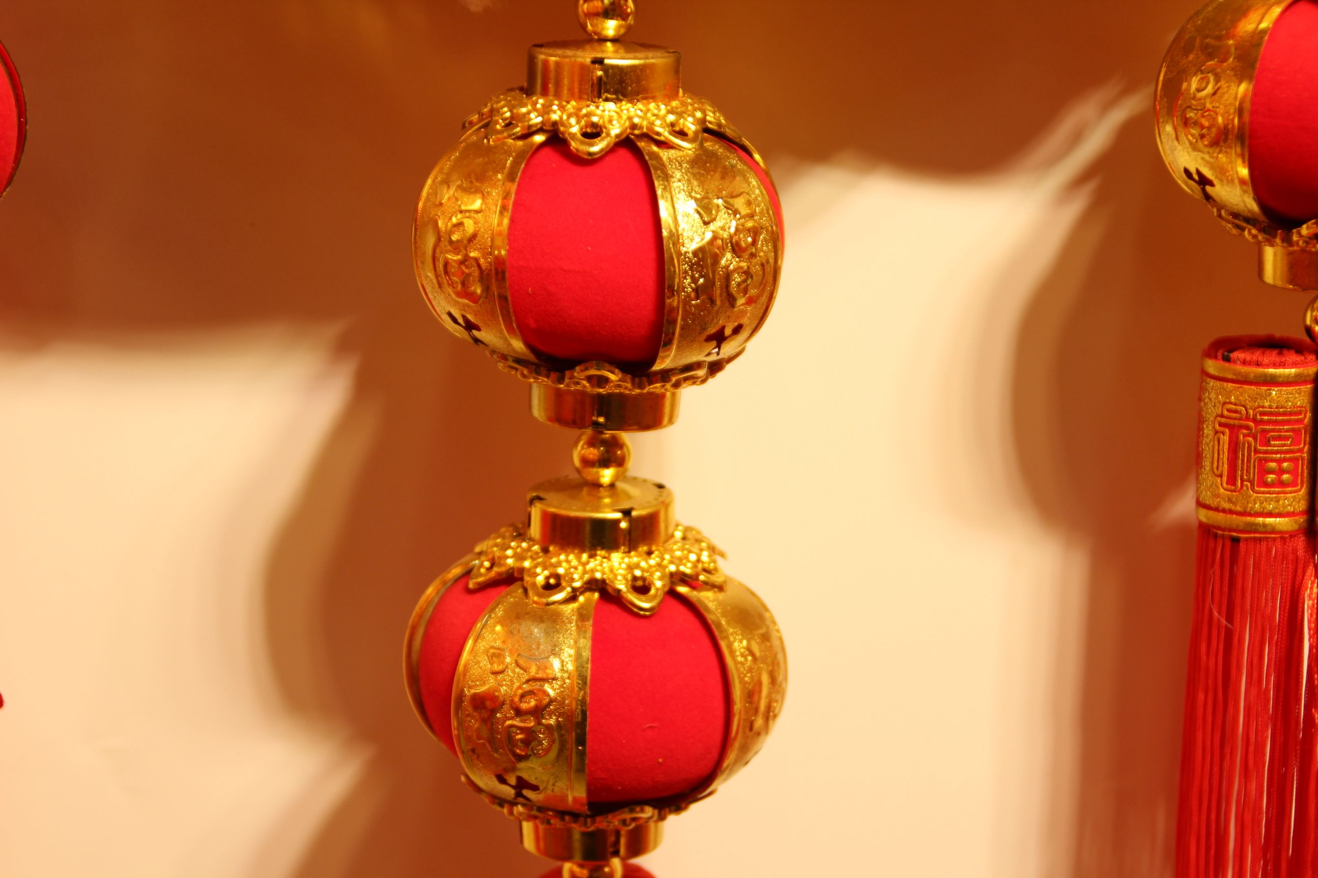 顶然工艺弯鱼六六顺挂金流苏挂灯笼款 年货 挂饰 年年有余装饰白底实物图