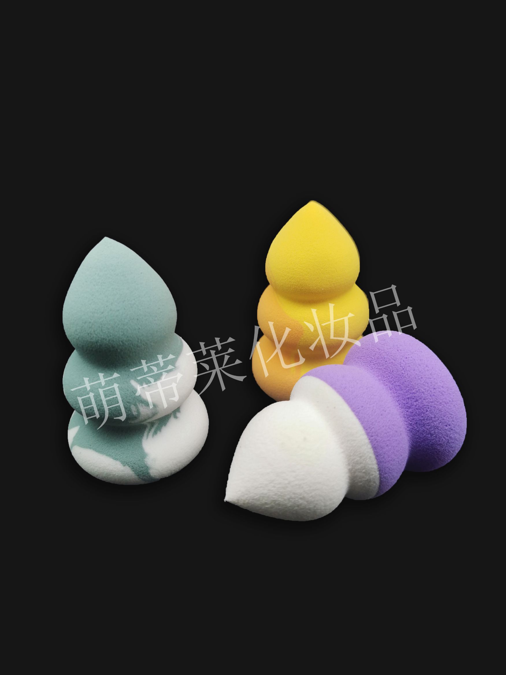 Hydrophilic Non-Latex Color Sugar Gourd Shape Powder Puff Two-Color Special-Shaped Powder Puff Mixed Color Pagoda Shape Powder Puff Sponge details Picture