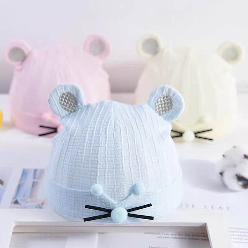 Neonatal fetal hat baby hat summer thin cotton gauze baby spring and autumn protective halide door hat first spring and summer days thumbnail