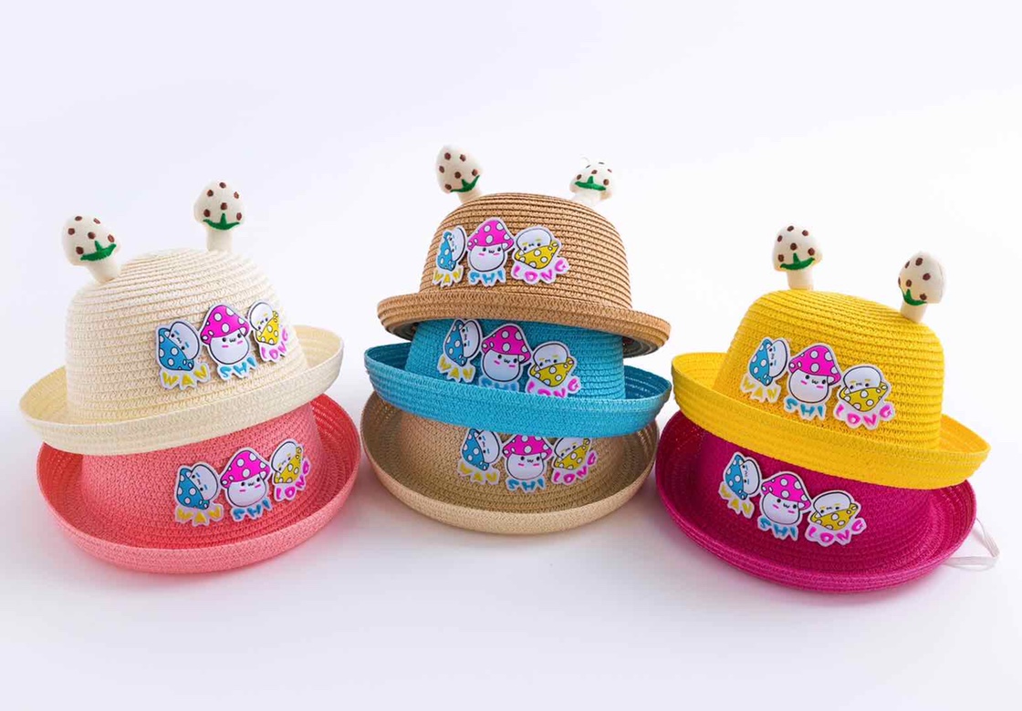 New children's hats for spring, summer and autumn: Cotton thread knitted hollowed-out sun hats for girls and cartoon Japanese-style basin hats for boys