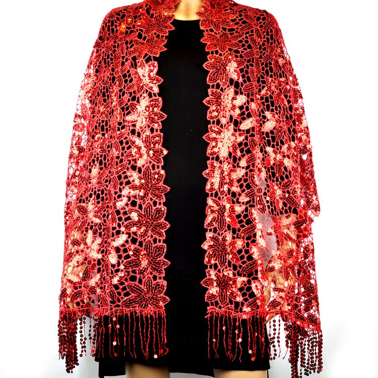 Embroidered shawl sequin shawl beaded scarf embroidered shawl beaded shawl perforated long shawl style thumbnail