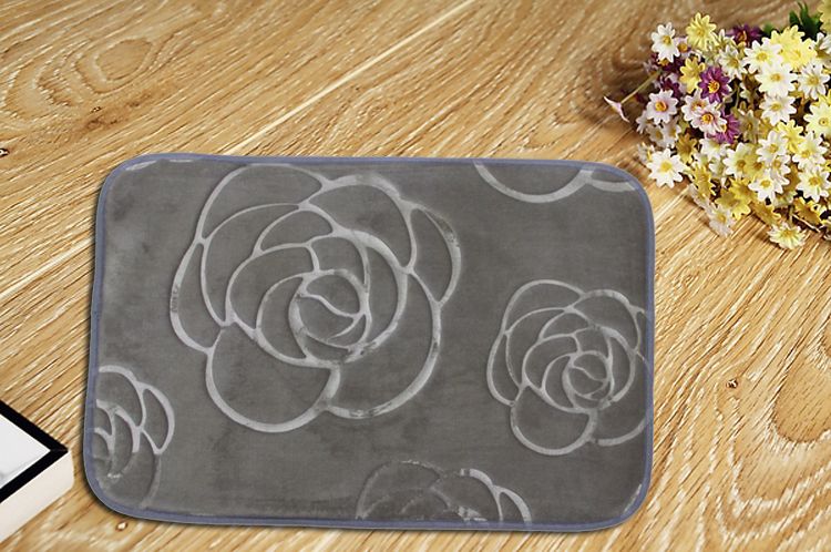 Embossed grey rose carpet floor mat door mat thumbnail