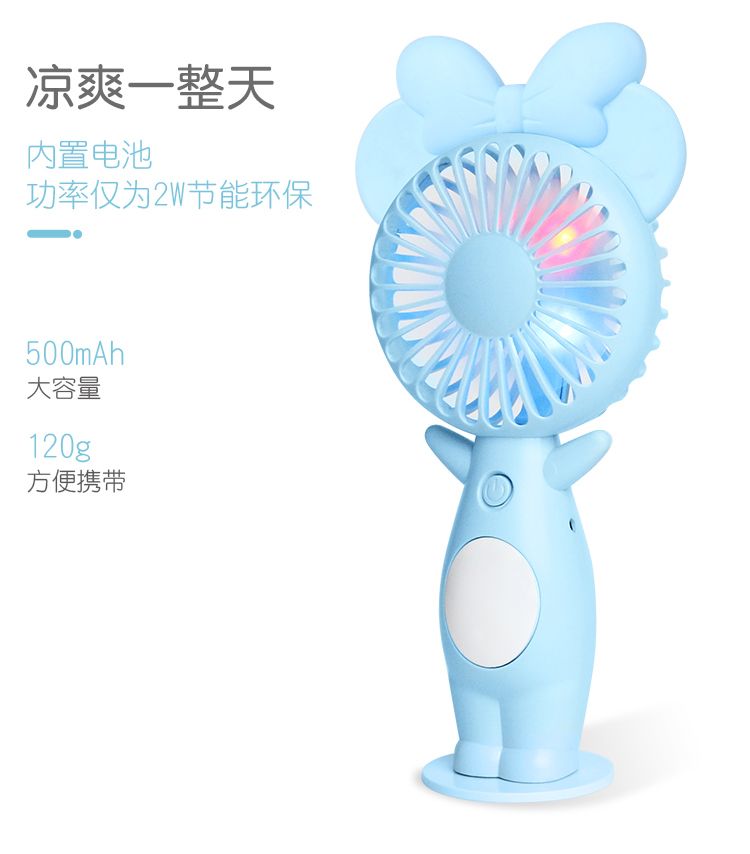 学生迷你卡通风扇小型 手持折叠静音大风力 充电便携式可爱卡通详情图5