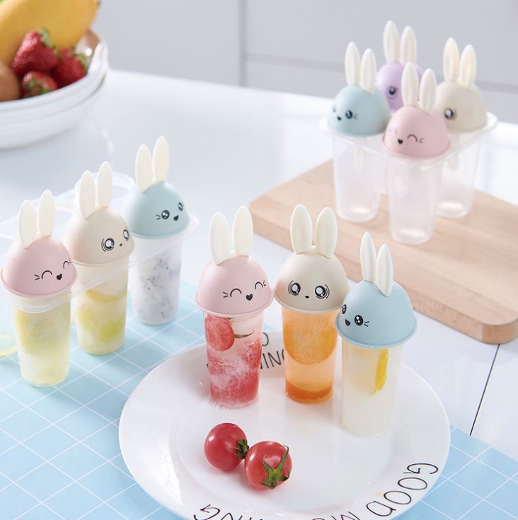 6 homemade DIY Popsicle and ice cream molds, cute rabbit handle ice box, non-toxic Popsicle and ice cream cube tray Specification image