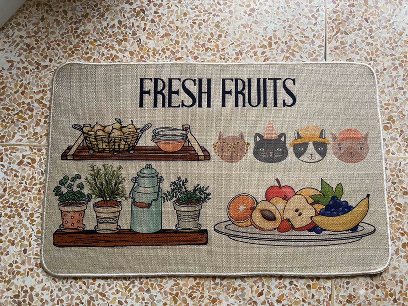 Linen and cotton floor mat