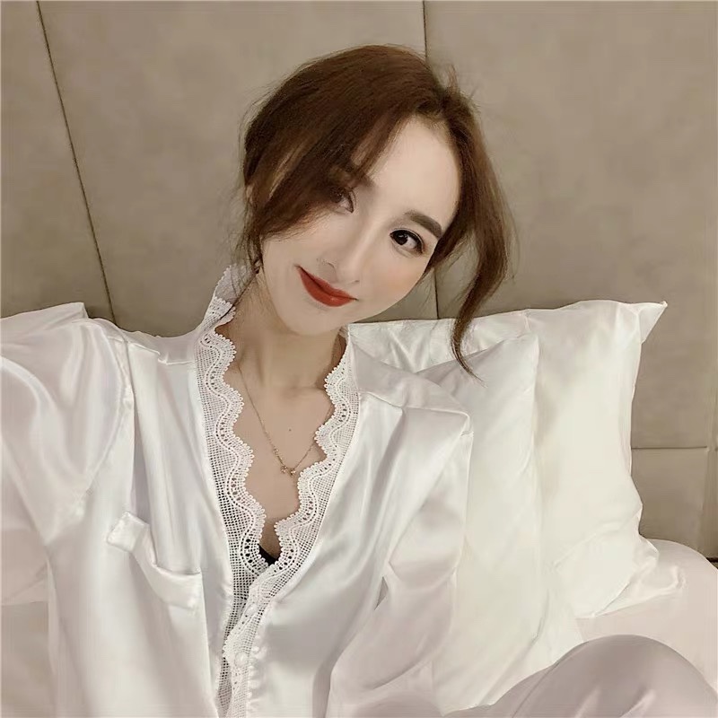 很仙的睡衣女春秋夏季冰丝仙女公主风宫廷款超仙白色真丝绸家居服